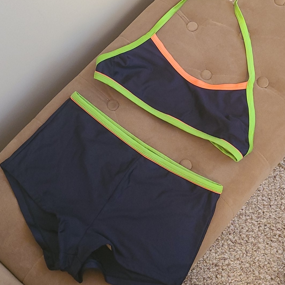 Navy blue boy shorts bikini